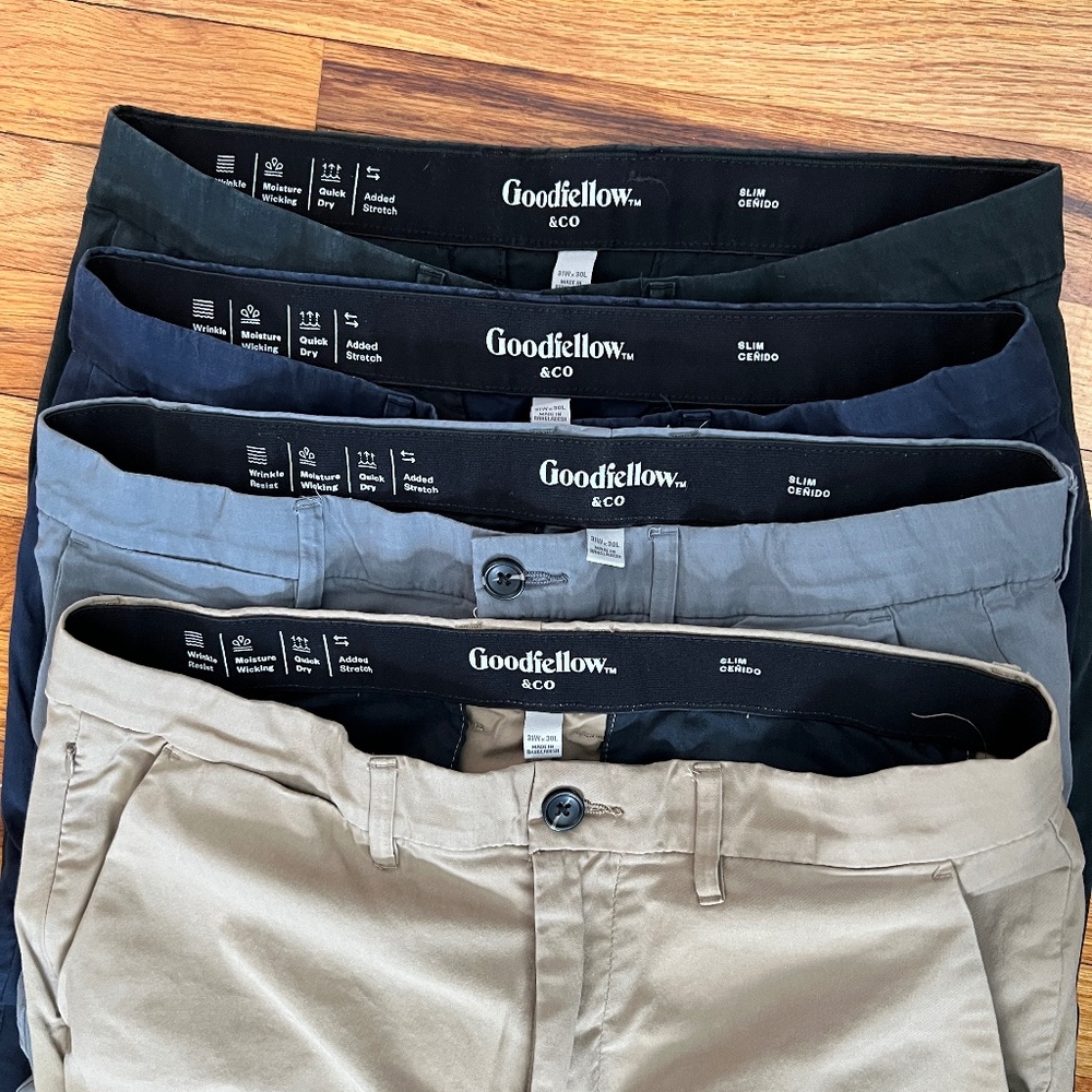 Set of 4 Goodfellow Men's Slim Tech Chino Pants 31x30